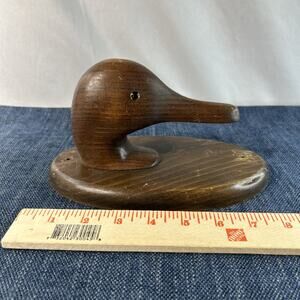 Vintage Hand Carved Wood Duck Hat Rack Wall Hanging Wood FLAW